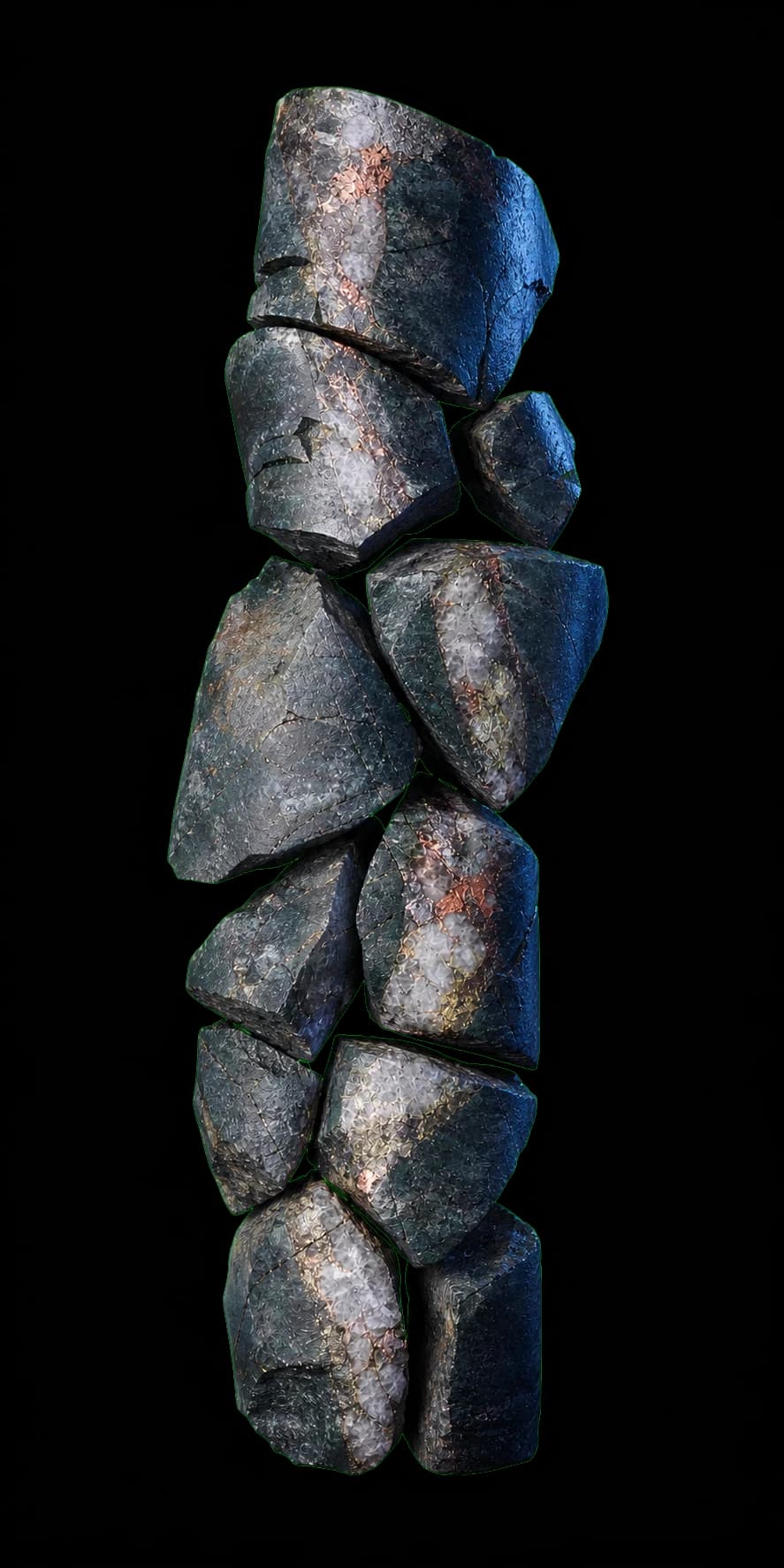 The same mineralised rock after breakage.